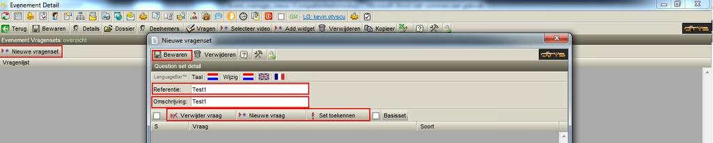 De eerste keer zal u een nieuwe vragenset aan moeten maken.