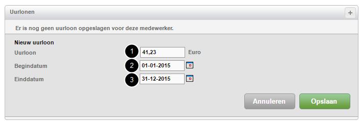 Klik op het plus-icoon om en nieuw uurloon vast te leggen. 1.