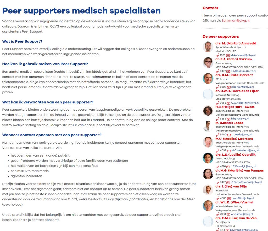 Training Peer Support medisch specialisten Belang en waarde Peer Support Trainen alle