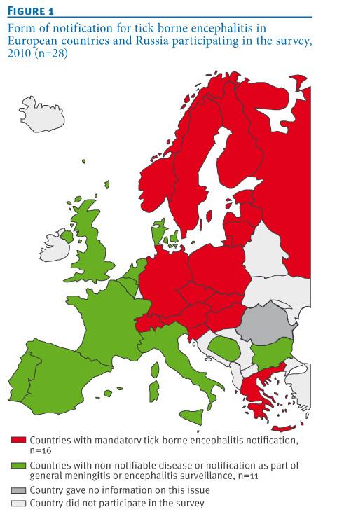 Verspreiding teken-encefalitisvirus in 2010 (bron: Eurosurveillance.com) In bovenstaande afbeelding is de verspreiding van het tekenencefalitisvirus af te lezen.