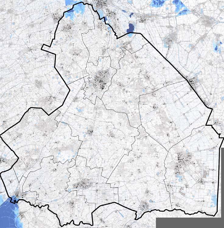 Spreiding over de regio Figuur B4.1 Effectgebieden overstromingen in Drenthe volgens de risicokaart In figuur B4.