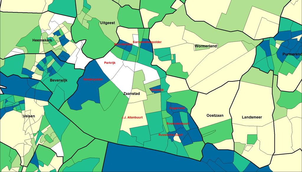 Afbeelding 3 algemeen grafisch overzicht situatie gemeente Zaanstad Hoe donkerder de kleur
