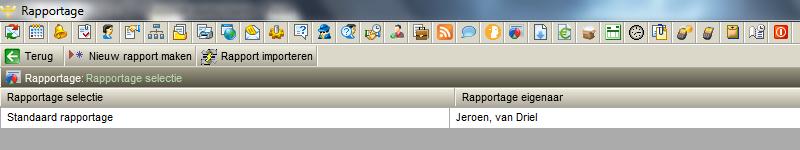 2.2 Nieuw rapport maken Om een nieuwe rapportage te maken, gaat u als volgt te werk: Klik op Rapportages bewerken Klik op Nieuw rapport maken Geef bij Naam het rapport een naam Plaats een vinkje bij