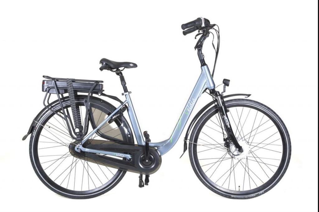 Veldia Comfort e-bike Topper voor woon-werkverplaatsing Houding Stadsfiets Gewicht fiets 25 kg Maat Voor fietsers tussen 150 cm en 190 cm Comfort Verende voorvork en verende zadelpen Gesloten