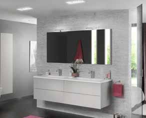 / Meuble suspendu blanc mat avec miroir Mamba et plan en marbre composite Mamba.