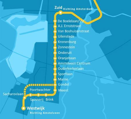 Figuur 1: de huidige Amstelveenlijn Op 12 maart 2013 heeft de Regioraad van de SRA een voorkeursbesluit genomen over het project Ombouw Amstelveenlijn.