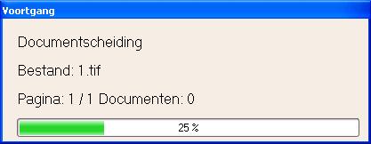 Extra documenten toevoegen Om eventueel nog extra documenten te scannen en toe te voegen aan de batch, klikt u op. Klik op om ze te verwerken. Capture toont de voortgang van de verwerking.