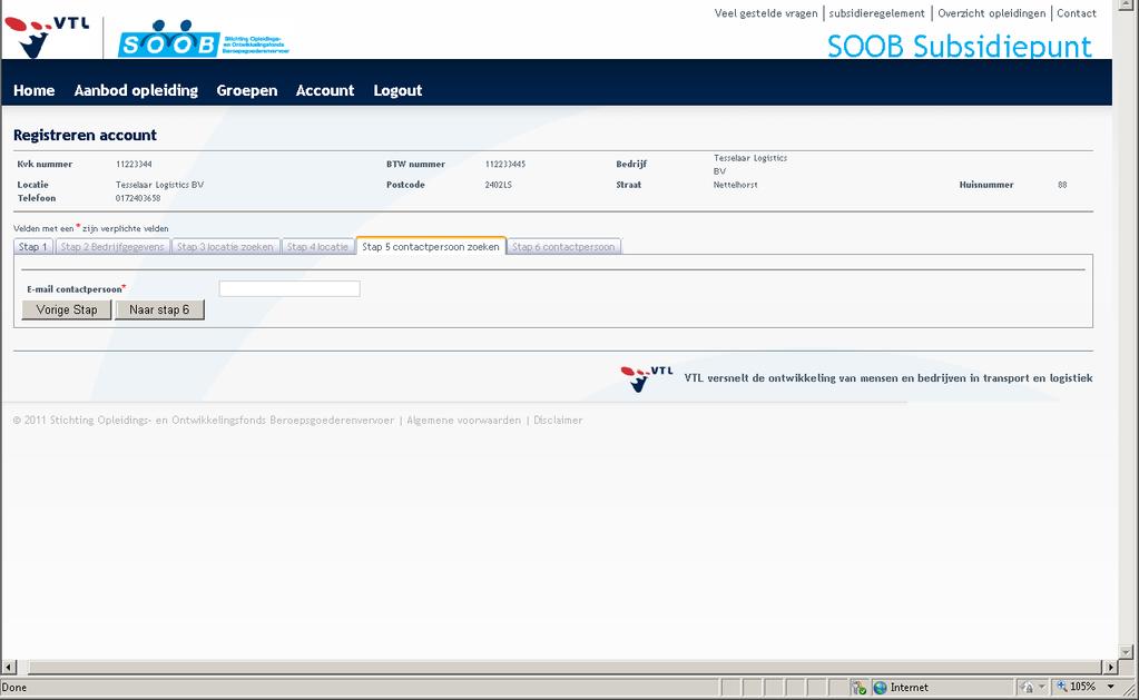 Telefoon: het telefoonnummer van de locatie Fax: het faxnummer van de locatie Adres postbus: het nummer van de postbus Postcode postbus: Postcode van de