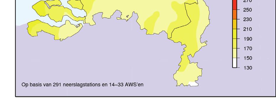 In de G en W scenario's verandert het gemiddelde maximale neerslagtekort weinig. Figuur 3.