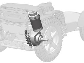 Constructie en werking Aandrijving De rolstoel heeft een aandrijving voor elk aandrijfwiel. De motoren regelen de snelheid en het remmen.