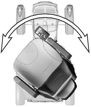 Gebruik Zittingrotatie Draaien van de zitting vereenvoudigt het in- en uitstappen. De elektrisch bedienbare zittingrotatie wordt geregeld met behulp van het knoppenkastje.