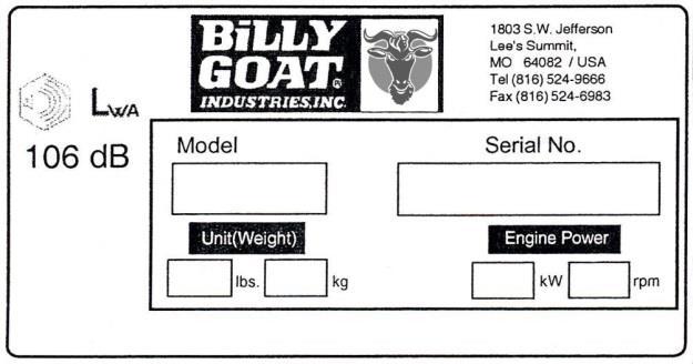 OVER DEZE HANDLEIDING BEDANKT dat u een BILLY GOAT hebt gekocht. Uw nieuwe machine is zorgvuldig ontworpen en geproduceerd om jarenlang betrouwbaar en productief te werken.