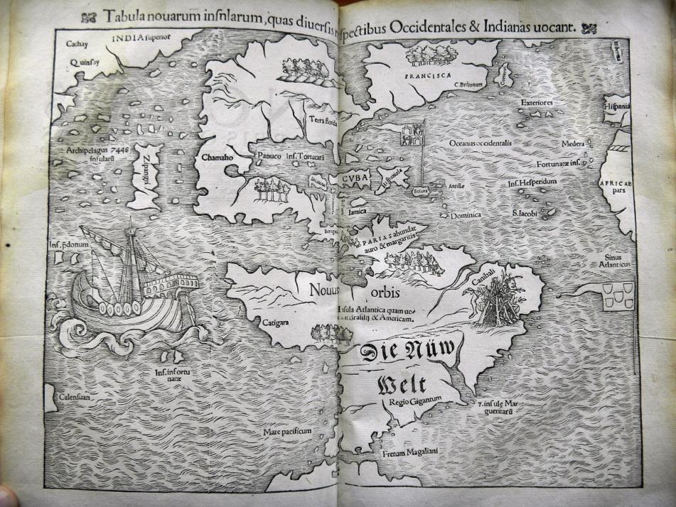 Sebastian Munster bracht in 1544 zijn eerste beschrijving van de hele wereld op de markt. Opmerkelijk is zijn kaartje van de nieuwe wereld.