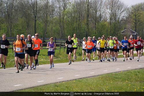 1e km ging in 4 56 en daarna liep het op.