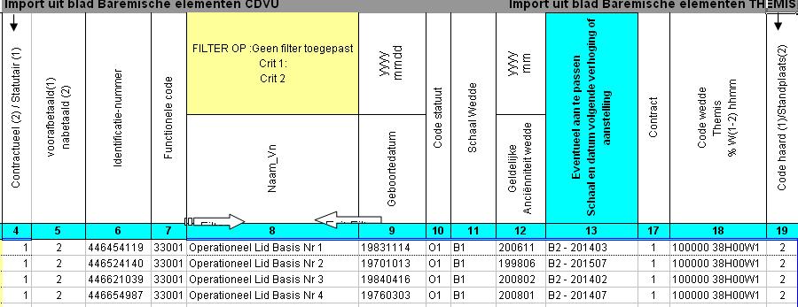 XII. Ops & Calog ( deel 3) 7. In dit blad werden de baremische elementen bij Verwerken van de gegevens overgebracht in de kolommen D tot S 8.