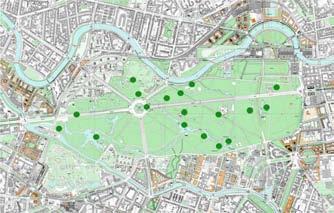 3 C: 200 ha groen Tiergartenpark (Berlin), oppervlakte van