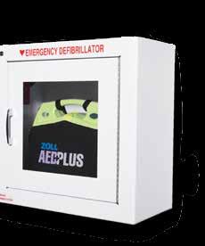 De 22,9 cm (9 inch) diepe wandkast met alarm biedt plaats aan de AED Plus (in een