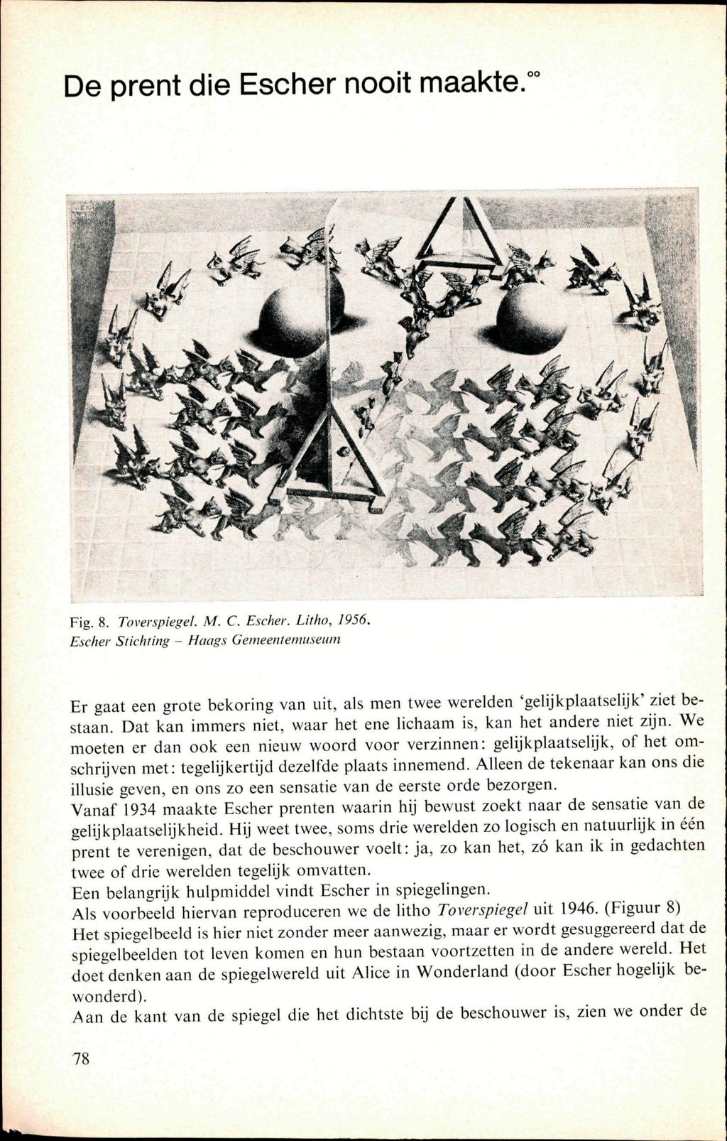 De prent die Escher nooit maakte. Fig. 8. Toverspiegel. M. C. Escher. Litho, 1956.