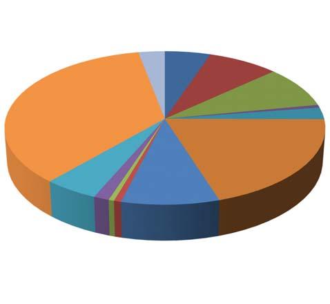 B - BUITENGEWONE BEGROTING De uitgaven Buitengewone verdeling 2,98% 5,16% Wegen, groene ruimten en netheid Wijkcontracten 35,61% 8,04% 8,79% 0,61% 2,51% Mobiliteit Diversen 19,99% Toerisme en