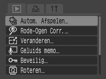 Weergeven en wissen 143 Opnamen automatisch weergeven (Autom. Afspelen) Gebruik deze functie om alle beelden op de geheugenkaart weer te geven. Elke opname wordt ongeveer 3 seconden weergegeven.