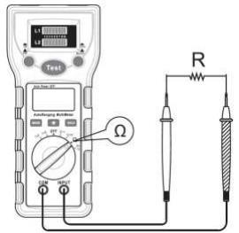 5.1.5 Weerstandsmeting Let op! Om een elektrische schok te vermijden, dient u de voeding uit te schakelen en alle capaciteiten te ontladen. 1.