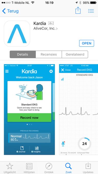 handleiding mobiel ecg Installeren op een ios toestel Volg onderstaande stappen om de Kardia App en de Livv App op uw telefoon te installeren.