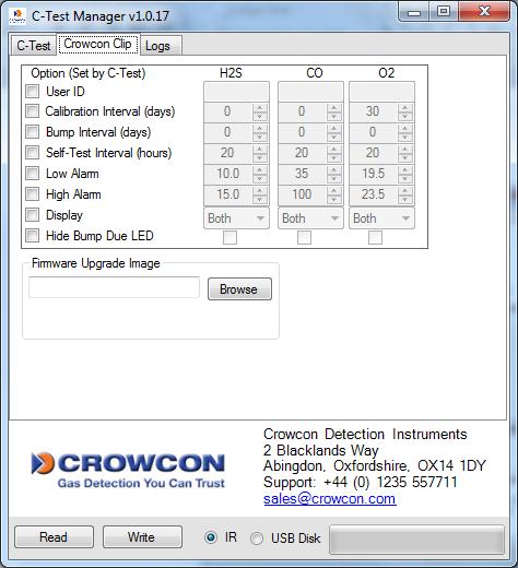 8.6. Instellingen van detector (updatescherm nodig) Gebruikers kunnen voor elk soort sensor Crowcon Clip & Clip+ configuraties programmeren.