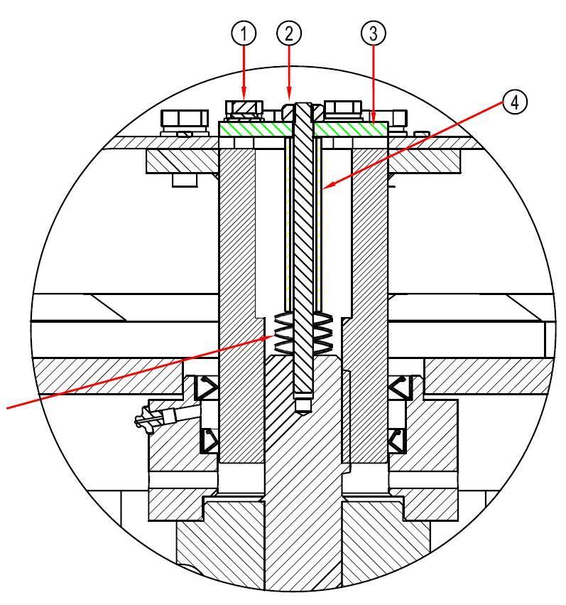 7.3 Controleren en afstellen van verdeler Zie fig. 12: 1. Monteer rotor op de as (glijpassing). 2. Demonteer plaat met 3 bouten (1) in het midden van de rotor, schijf (3) komt 7 mm. of 12 mm. omhoog.