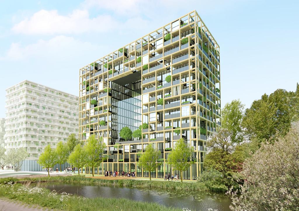 KAVEL X GEVELBEELD Duurzaamheidsambities Elk gebouw zal zo duurzaam mogelijk worden gemaakt. Voor het gebouw op kavel X is de ambitie om het gebouw energieneutraal te maken.