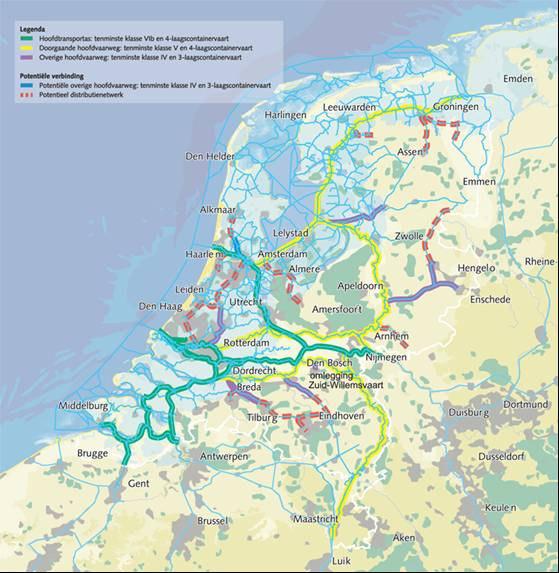 Streefbeeld vaarwegennet Overijssel 2020 (Bron: Nota