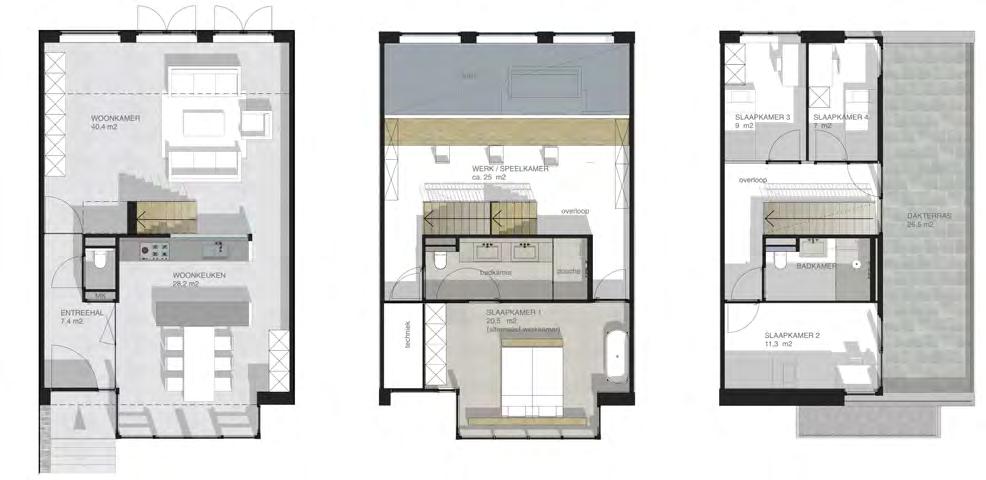 nl (deelplan 20) ACCU architecten MAATVOERING 7,5 x 11 x 10 m (b x d x h) INHOUD 674 m3 OPPERVLAK 225 m2 (BVO) inclusief erker aan de voorzijde 11 m ENERGIENORM (EPC NORM) < 0,4 energieneutraal is