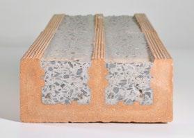 stalton-latei U-vormig element uit gebakken klei, gevuld met voorgespannen beton.
