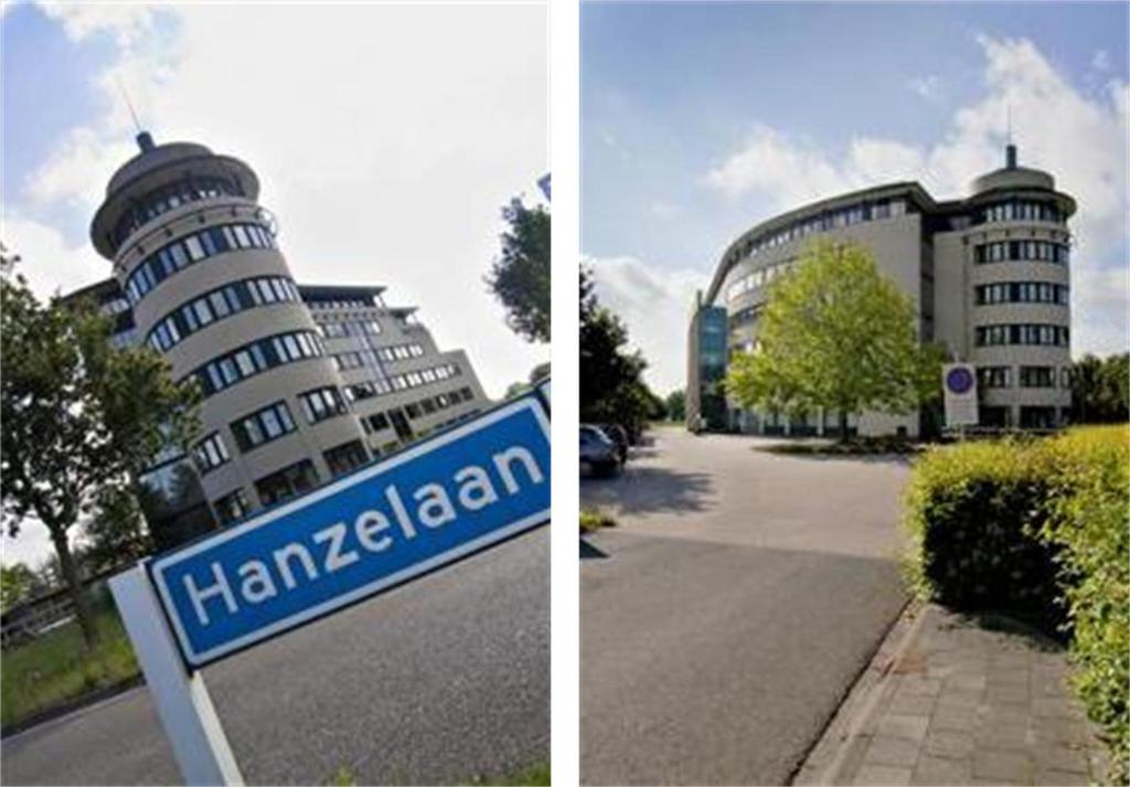 Het kantoorobject met zijn opvallende ronding en glaspartij biedt een prachtig uitzicht over het spoorwegemplacement van Zwolle. Het object is gevestigd op kantorenpark Hanzeland.