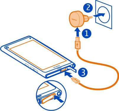 10 Aan de slag 1 2 U hoeft de batterij niet gedurende een bepaalde periode op te laden en u kunt de telefoon gebruiken terwijl deze wordt opgeladen.