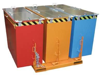 container met 2 compartimenten à 0,9 m³ TRIO container met 3 compartimenten à 0,6 m³ Afwerking frame RAL 2000 DUO container