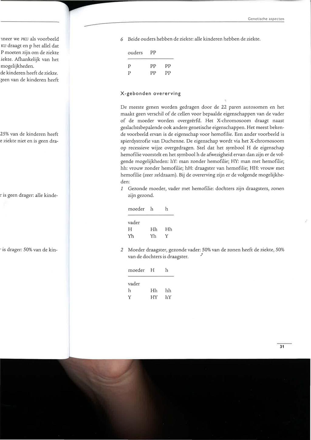 Genetische aspecten 6 Beide ouders hebben de ziekte: alle kinderen hebben de ziekte.