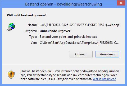 5. Windows vraagt nu bevestiging of je de printerdriver wilt