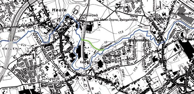 Bypass Heule In het kader van een onderzoek van VMM naar een verbeterde waterhuishouding van de Heulebeek van 1e categorie werd de bypass van de Heulebeek stroomafwaarts van Heule hydraulisch