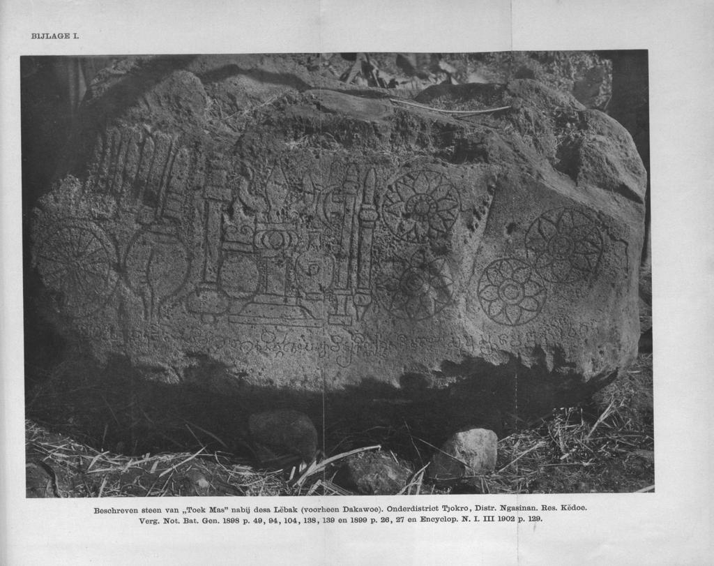 I BIJLAGE I. Beschreven steen van Toek Mas" nabij desa Lëbak (voorheen Dakawoe). Onderdistrict Tjokro, Distr.
