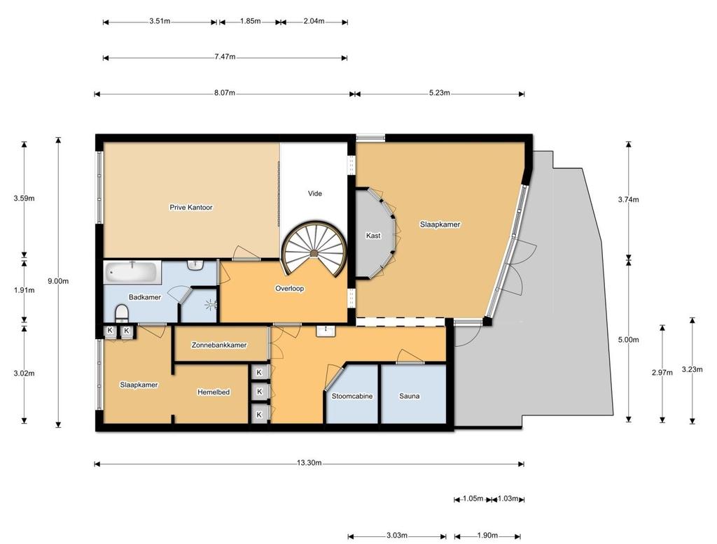 Plattegrond 1 e verdieping