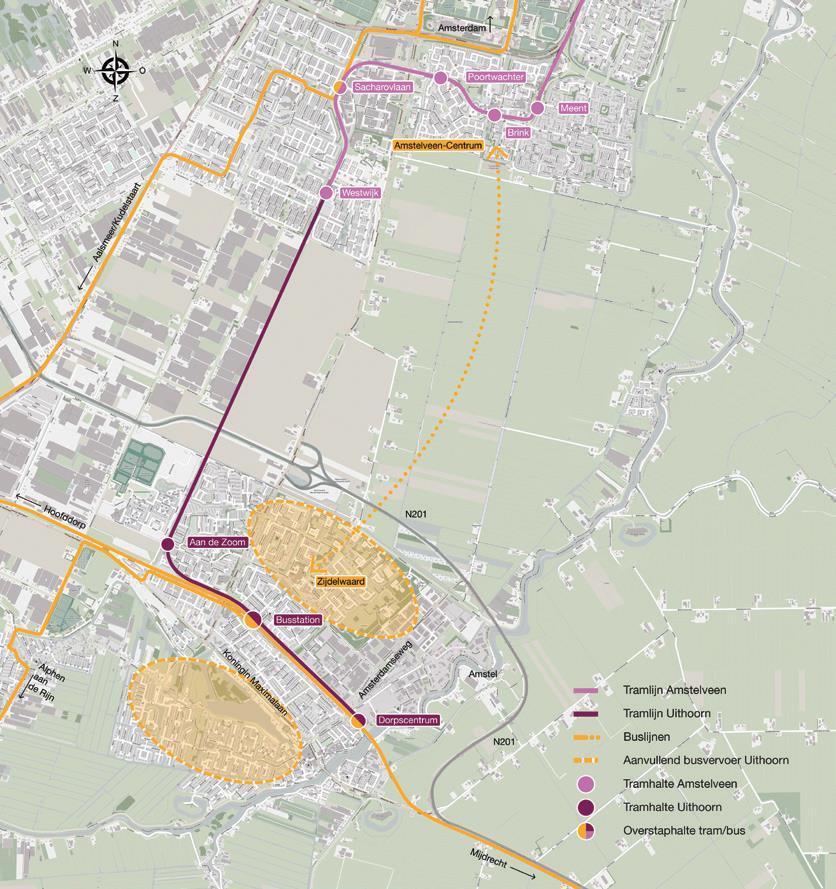 16 Afbeelding 7 Voorkeursvariant Uithoornlijn Ook blijven de (regionale) busverbindingen met Hoofddorp-Aalsmeer, De Ronde Venen- Wilnis en Alphen aan den Rijn in stand.