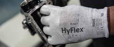 met INTERCEPT Technology vezels Coating: purperen 3/4 coating in neopreen en nitril Liner: purperen voering van 18 steken per inch in Spandex en nylon HyFlex 11-927 De eerste HyFlex handschoen