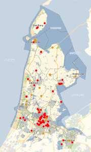 Ruimte voor zelfbouw 34 Figuur 4: Door provincie Noord-Holland gesubsidieerde collectieve zelfbouw-projecten in Noord- Holland 2008-2013 Rood: collectieve zelfbouwprojecten Oranje: gemeentelijke