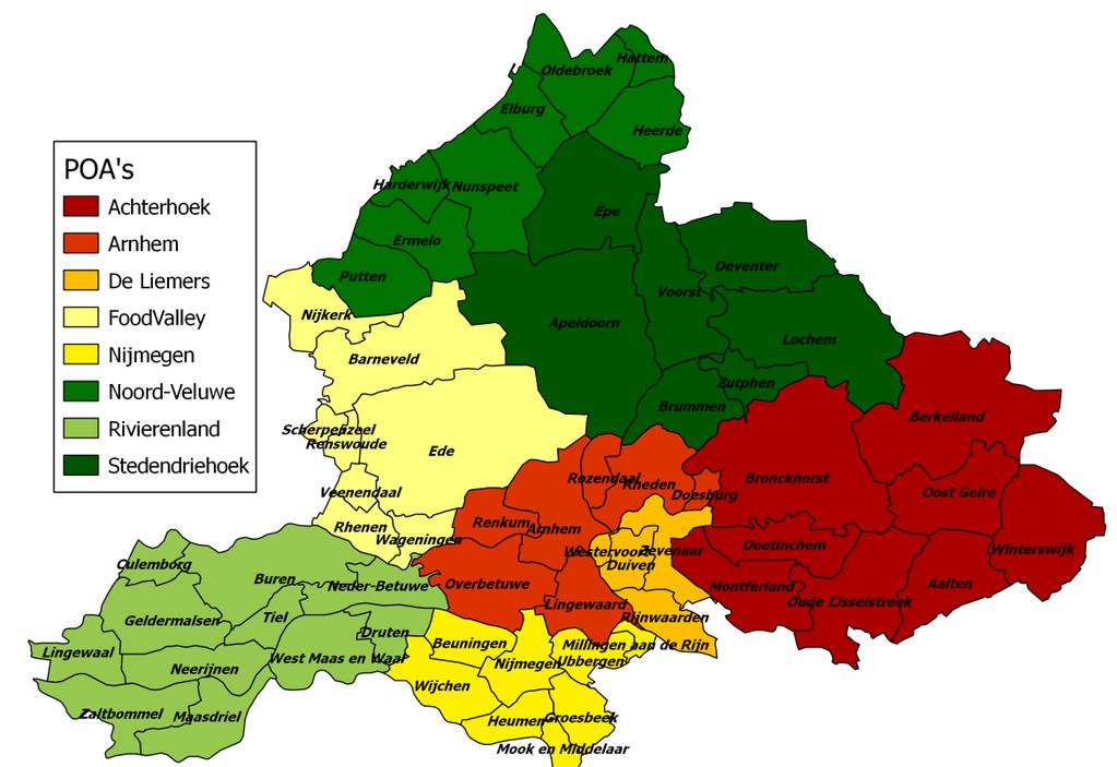 Figuur 2 POA s in Gelderland 34 Bron: provincie Gelderland De provincie geeft op haar website aan dat er in Gelderland acht POA s zijn.