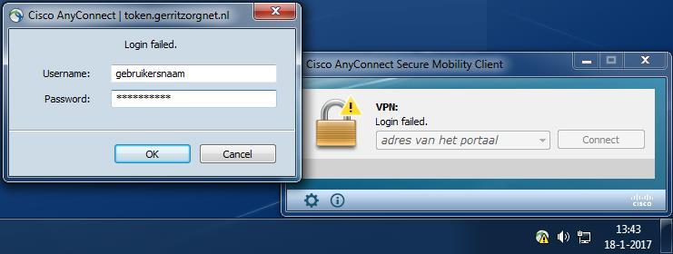 GERRIT VPN via SMS token Volg de onderstaande stappen om via Cisco AnyConnect in te loggen met een SMS token. Voorbereiding: Installeer Cisco AnyConnect Secure Mobility Client.