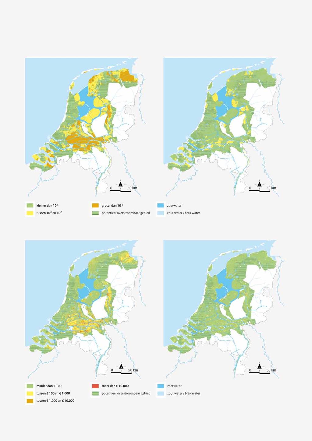 Kaart 2 Opbrengst nieuwe aanpak waterveiligheid Individueel risico Jaarlijkse kans op overlijden van een individu door een overstroming Referentie situatie 2020 na uitvoering lopende programma s