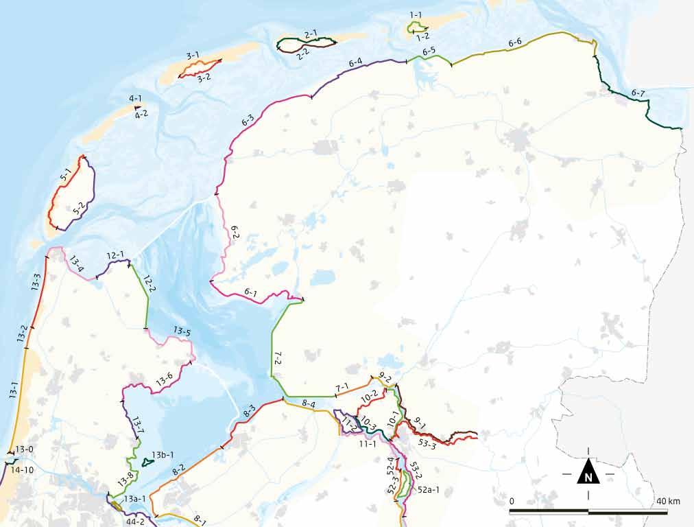 Bijlage 1b Kaarten met de locaties van dijktrajecten (bij de tabel met normspecificaties) Noord-Nederland Dijktrajecten 43-1