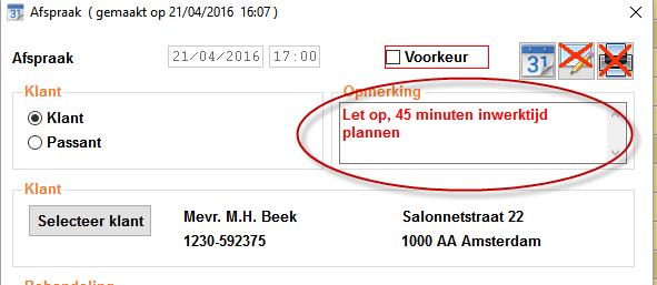 Opmerkingen Bij elke afspraak heeft u de mogelijkheid om opmerkingen te plaatsen.