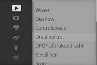 De menu s gebruiken Gebruik de multi-selector (0 7) om door de weergave-, opname-, film-, beeldverwerking-, setup-menu s en de menugeschiedenis te navigeren. 1 Selecteer een item.