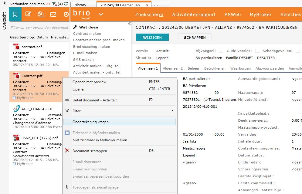 4. De elektronische handtekening van documenten Via MyBroker kon u ook al aan uw klanten vragen om eender welk document te ondertekenen.